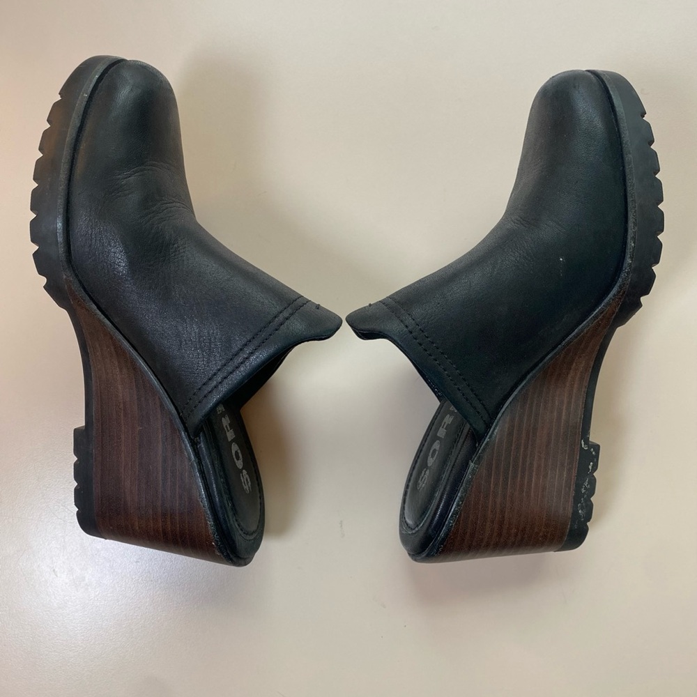 Sorel | Size 6.5 After Hours Black Wedge Leather Mule - Picture 5 of 7